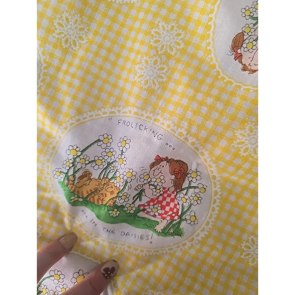 70s‎ Vintage I Love Daisies Barbara Alexander Quilt Crib Blanket Throw Retro